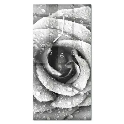 Vertikale glas wanduhr Rose
