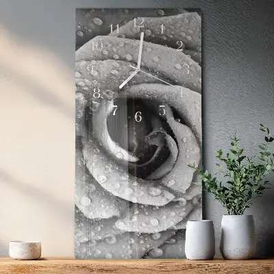 Vertikale glas wanduhr Rose