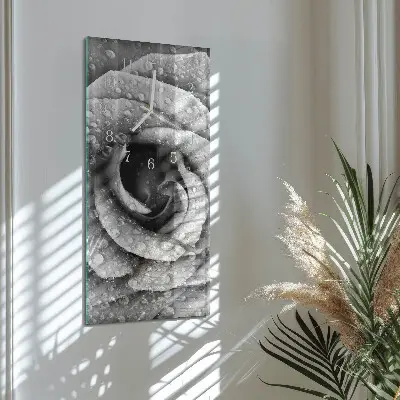 Vertikale glas wanduhr Rose