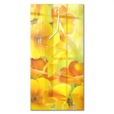 Vertikale glas wanduhr Blumen