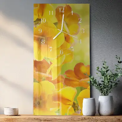 Vertikale glas wanduhr Blumen