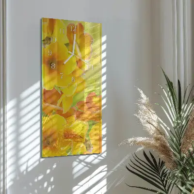 Vertikale glas wanduhr Blumen