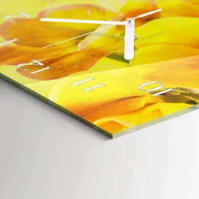 Vertikale glas wanduhr Blumen