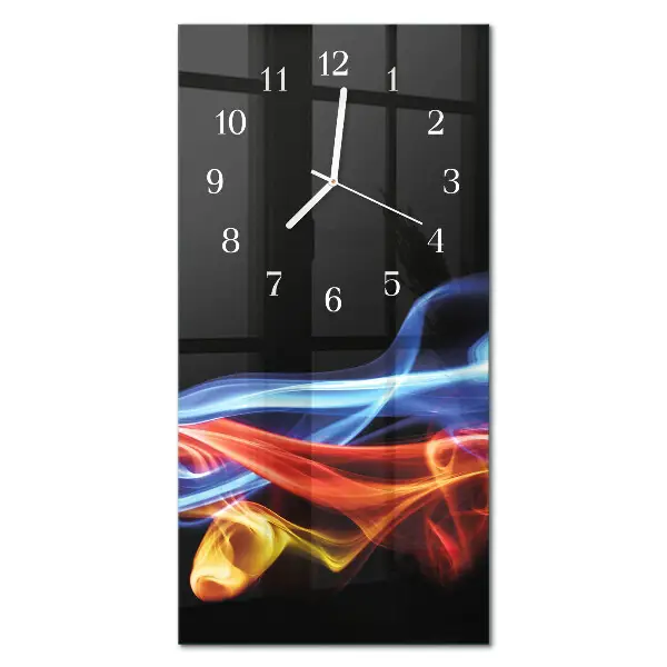 Vertikale glas wanduhr Abstrakter Rauch