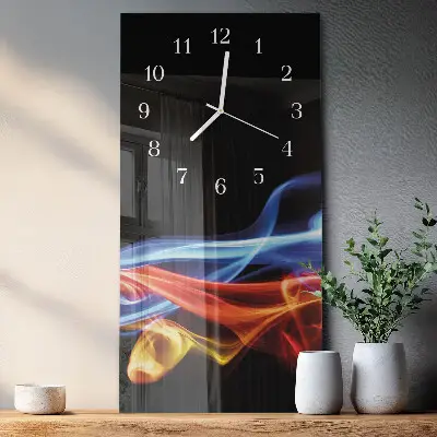 Vertikale glas wanduhr Abstrakter Rauch