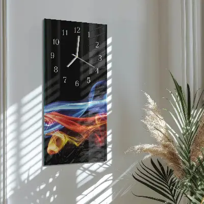 Vertikale glas wanduhr Abstrakter Rauch