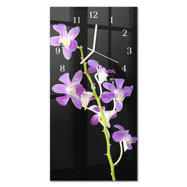 Vertikale glas wanduhr Blumen