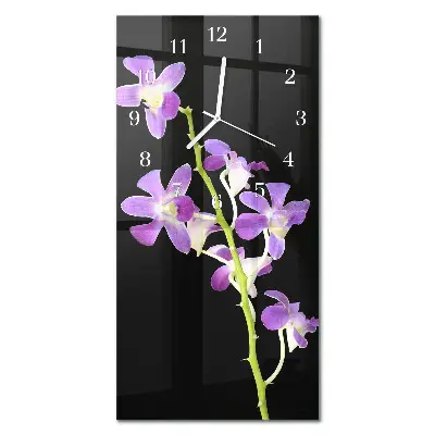 Vertikale glas wanduhr Blumen