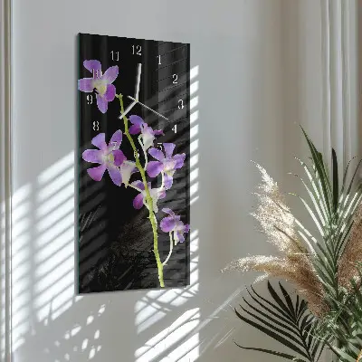 Vertikale glas wanduhr Blumen