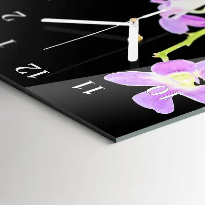 Vertikale glas wanduhr Blumen
