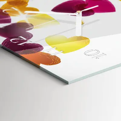 Wanduhr design ausgefallen vertikal Bunte Herzen