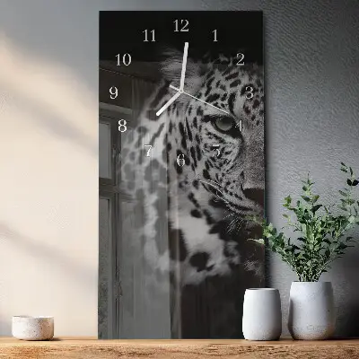 Vertikale glas wanduhr Tiger