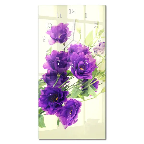Vertikale glas wanduhr Blumen
