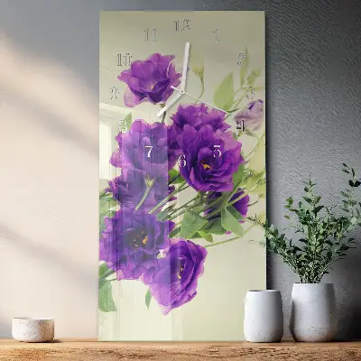 Vertikale glas wanduhr Blumen