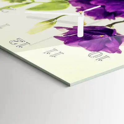 Vertikale glas wanduhr Blumen