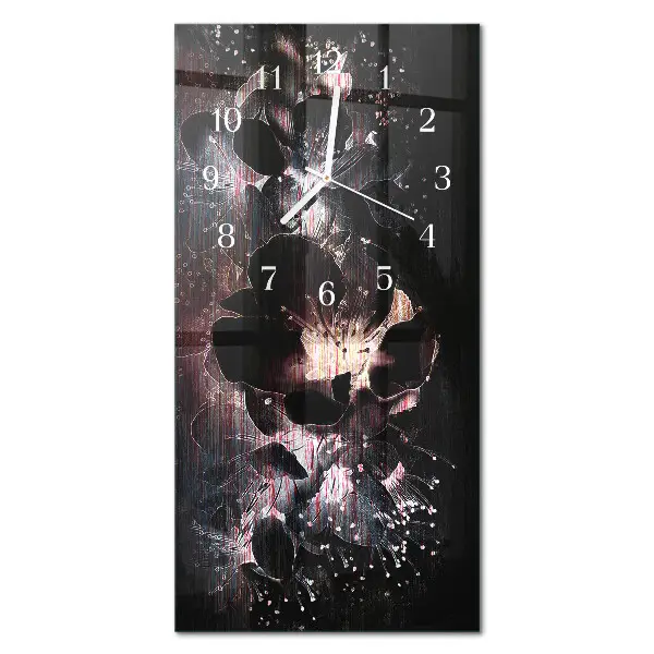 Vertikale glas wanduhr Blumen