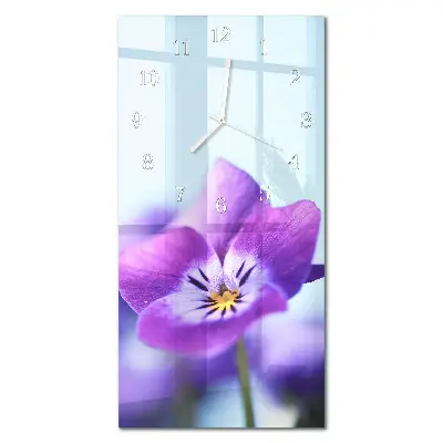Vertikale glas wanduhr Blume