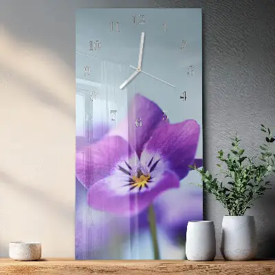 Vertikale glas wanduhr Blume