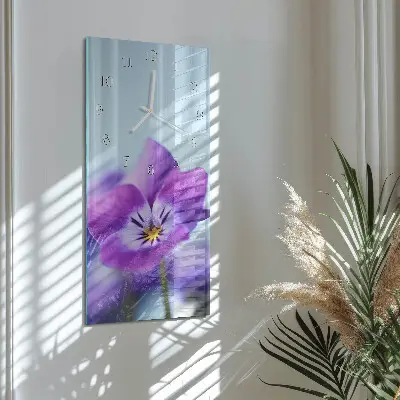 Vertikale glas wanduhr Blume