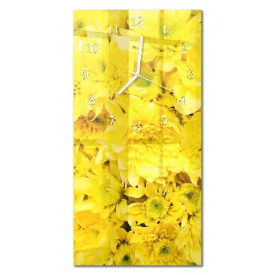 Vertikale glas wanduhr Blumen