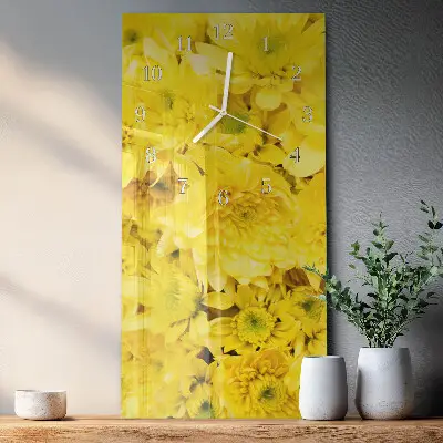 Vertikale glas wanduhr Blumen