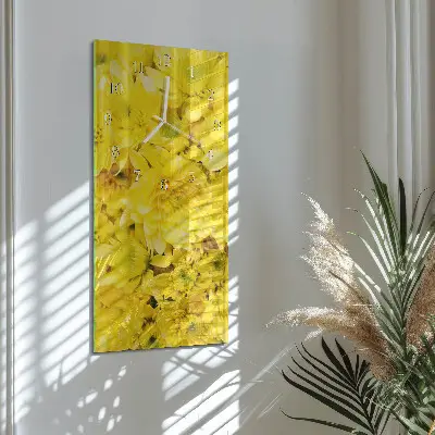 Vertikale glas wanduhr Blumen