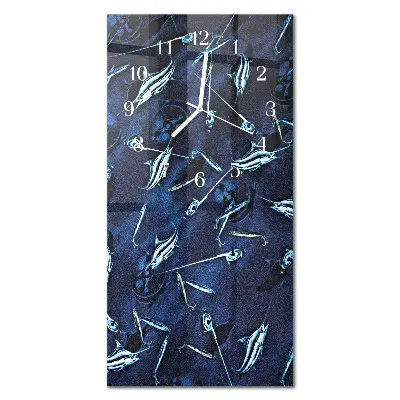 Vertikale glas wanduhr Fisch