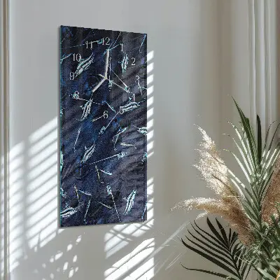 Vertikale glas wanduhr Fisch