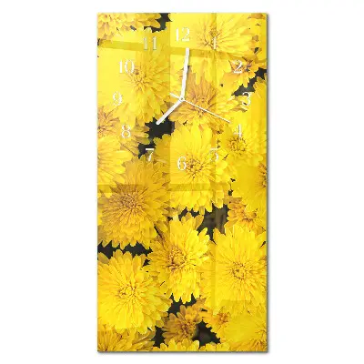 Vertikale glas wanduhr Blumen