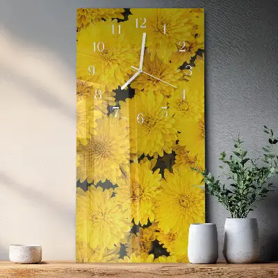 Vertikale glas wanduhr Blumen