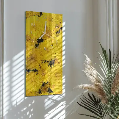 Vertikale glas wanduhr Blumen