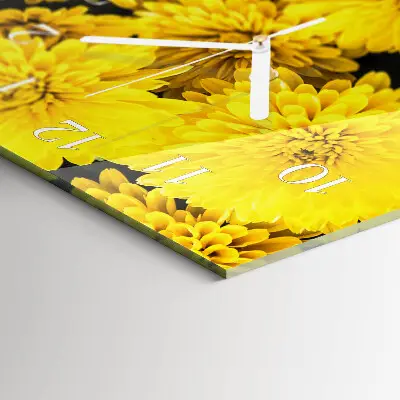 Vertikale glas wanduhr Blumen