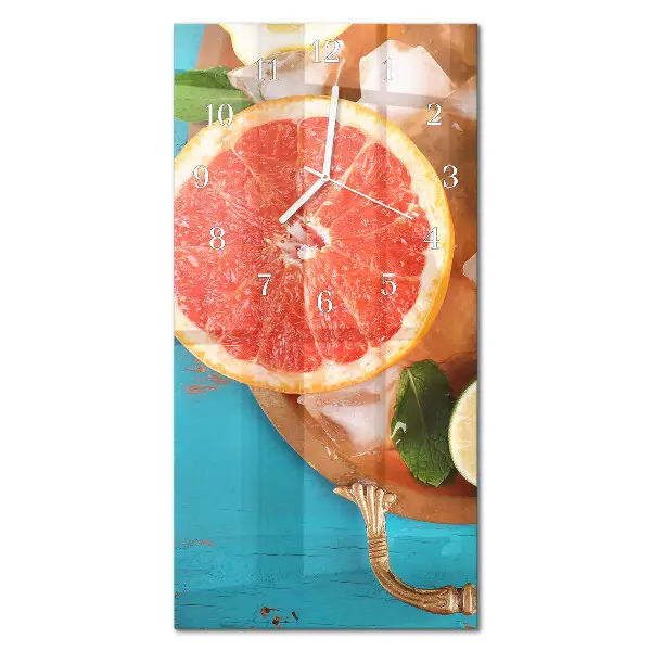 Vertikale glas wanduhr Grapefruit