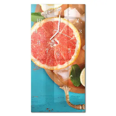 Vertikale glas wanduhr Grapefruit