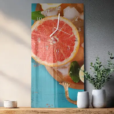 Vertikale glas wanduhr Grapefruit