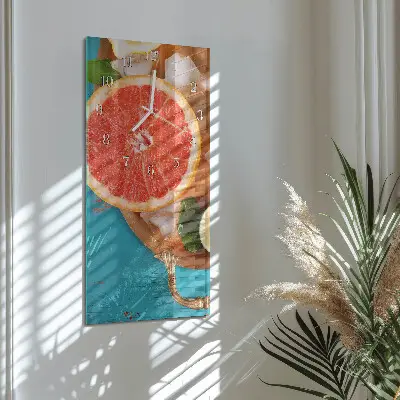 Vertikale glas wanduhr Grapefruit