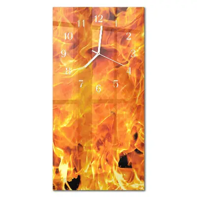 Vertikale glas wanduhr Feuer