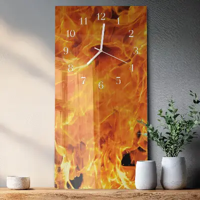 Vertikale glas wanduhr Feuer