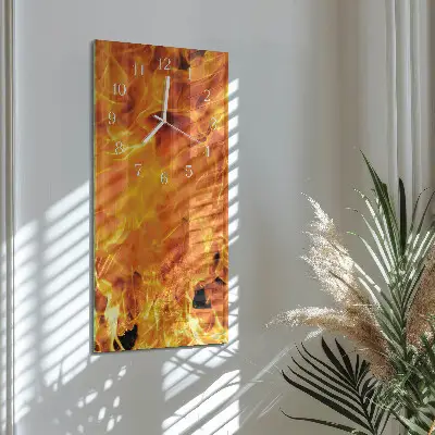 Vertikale glas wanduhr Feuer