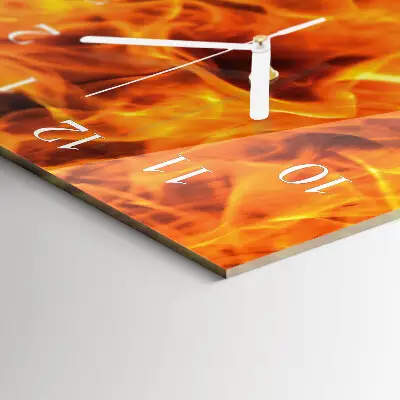 Vertikale glas wanduhr Feuer