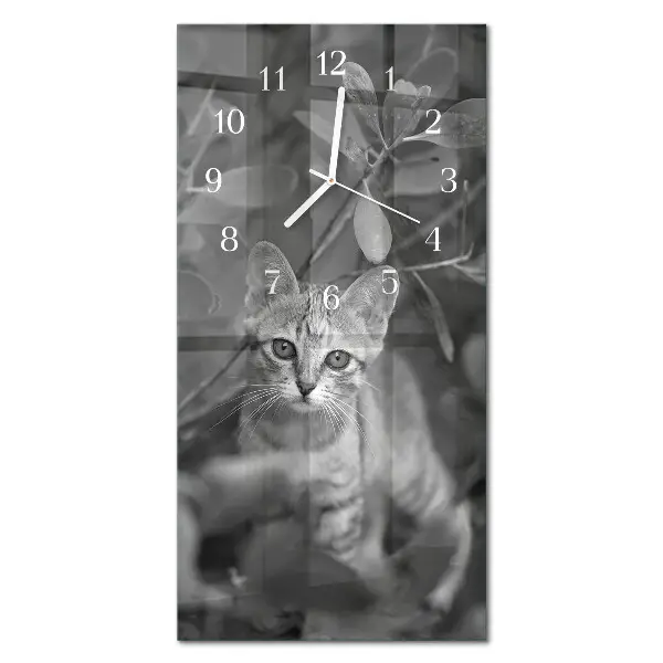 Moderne wanduhr vertikal Katze