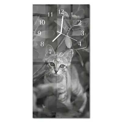 Moderne wanduhr vertikal Katze