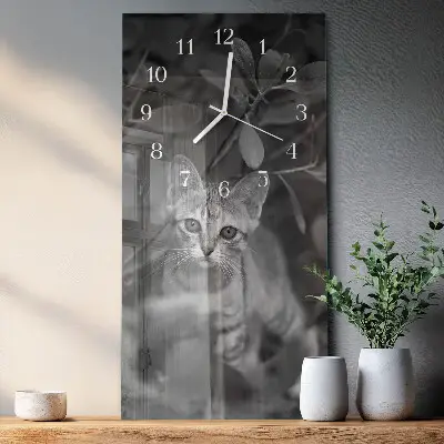 Moderne wanduhr vertikal Katze