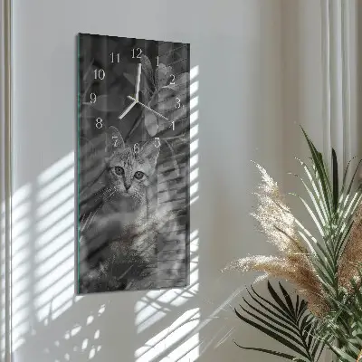 Moderne wanduhr vertikal Katze