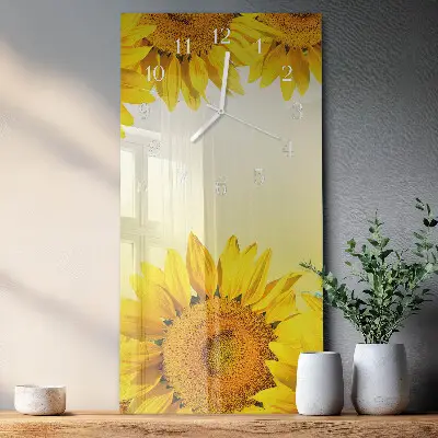 Vertikale glas wanduhr Sonnenblume