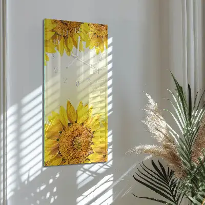 Vertikale glas wanduhr Sonnenblume