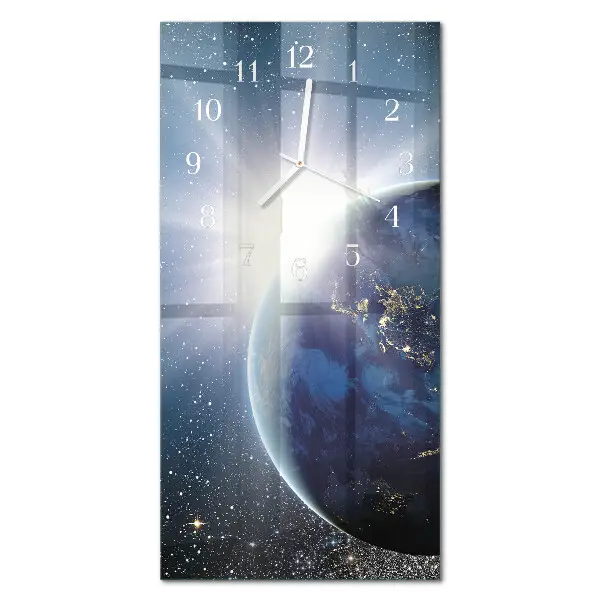 Vertikale glas wanduhr Das Universum der Erde