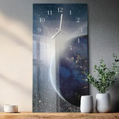 Vertikale glas wanduhr Das Universum der Erde