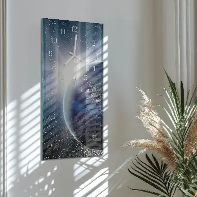 Vertikale glas wanduhr Das Universum der Erde