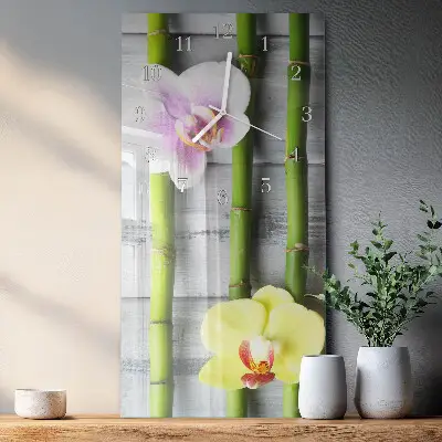 Wanduhr mit motiv vertikal Orchideenbambus